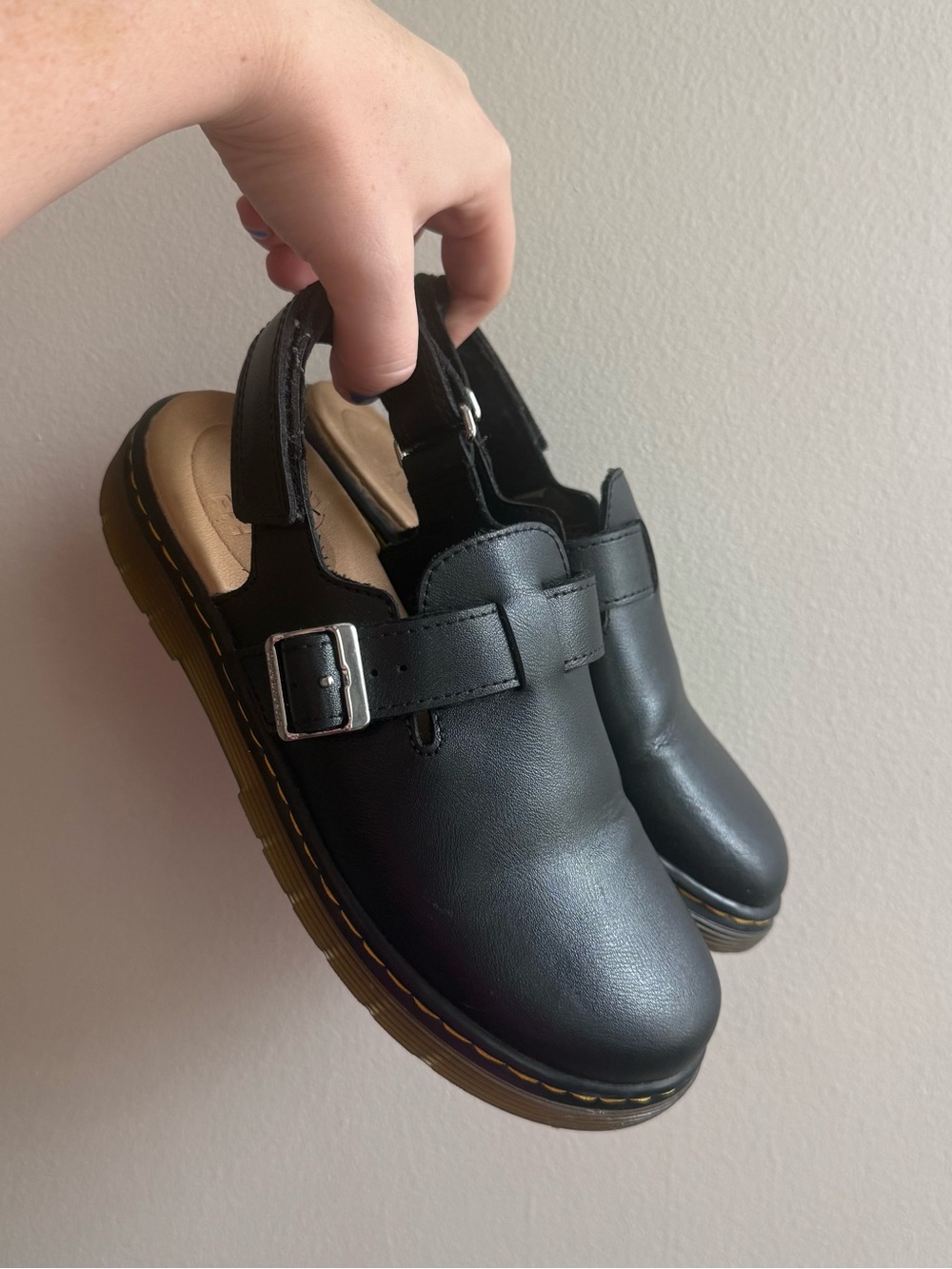 Dr. Marten Jorgie J Black Leather Buckle Clog Sandals - EU 36/ 5 womens